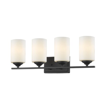 Z-Lite Bordeaux 4 Light Vanity, Bronze & Matte Opal 435-4V-BRZ